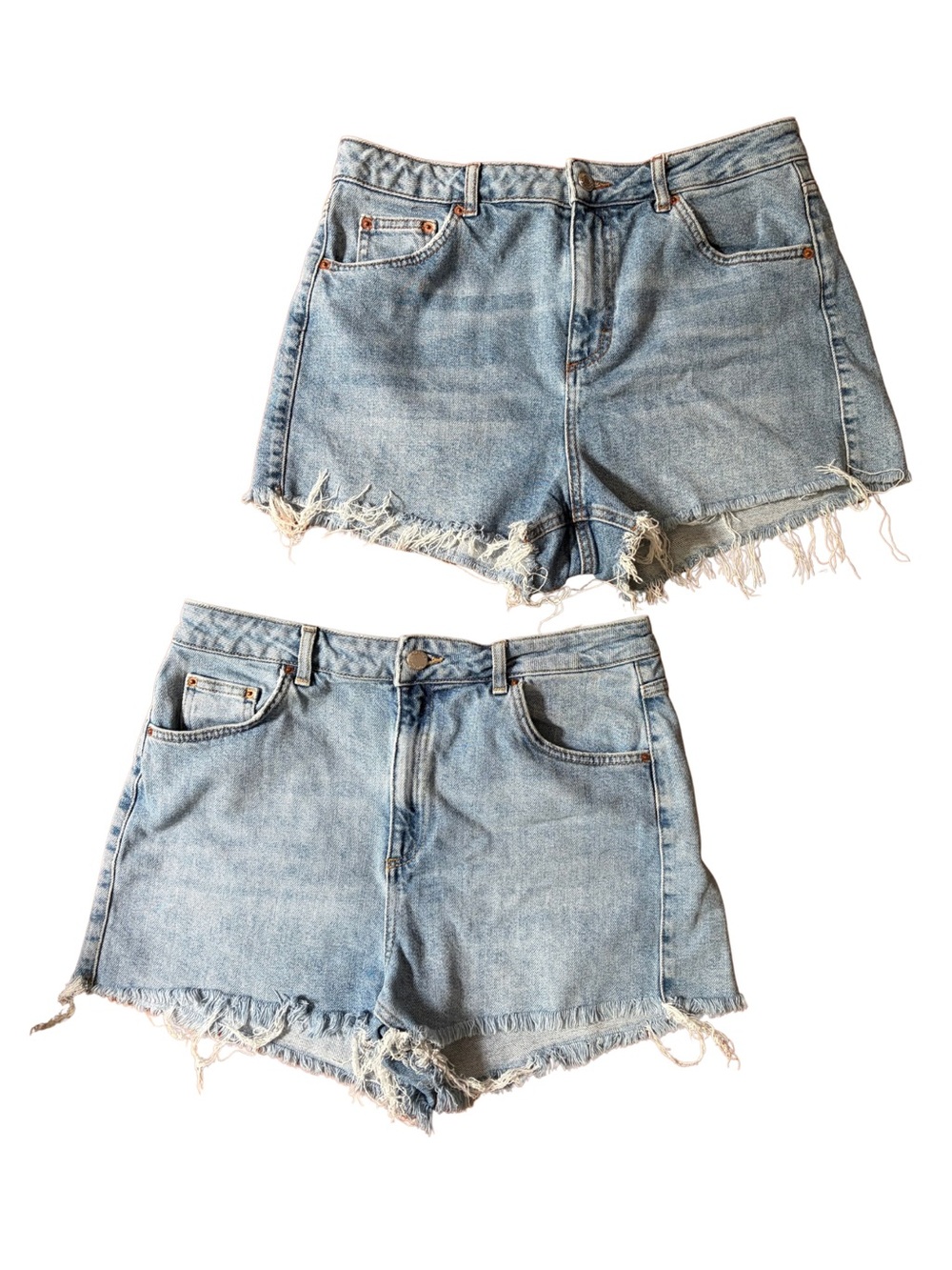 Top Shop Bundle Of Two Light Blue High-Waist Denim Shorts Size 10